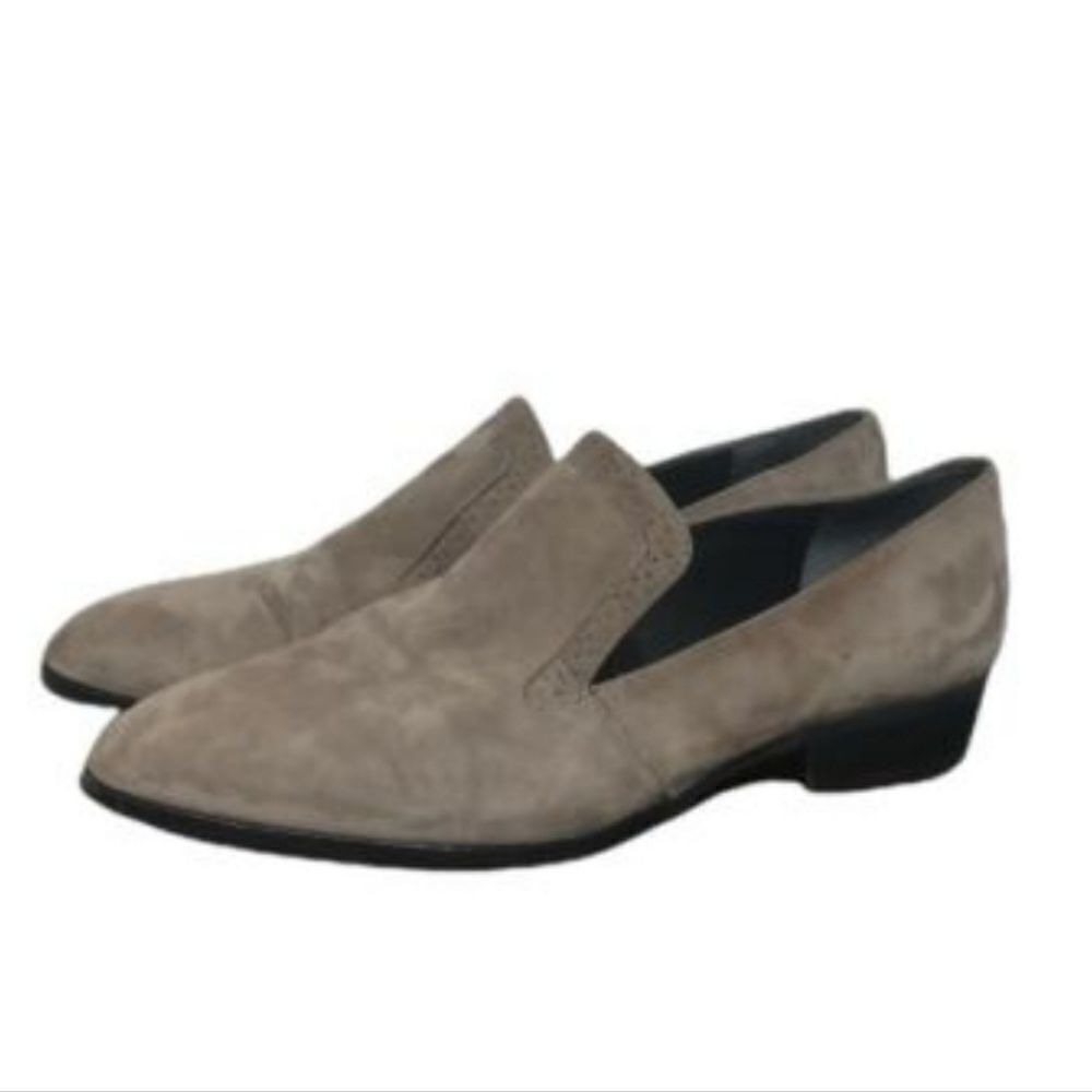 Marc Fisher CLEARANCE Kassie Suede Slip On Smoking Flat Shoe Taupe Grey Size 9